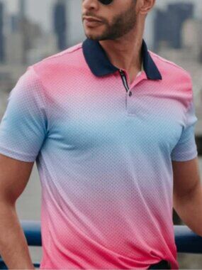 Society of Threads Men Intelli Fresh Polo T-Shirt Pink Spotted Size XL